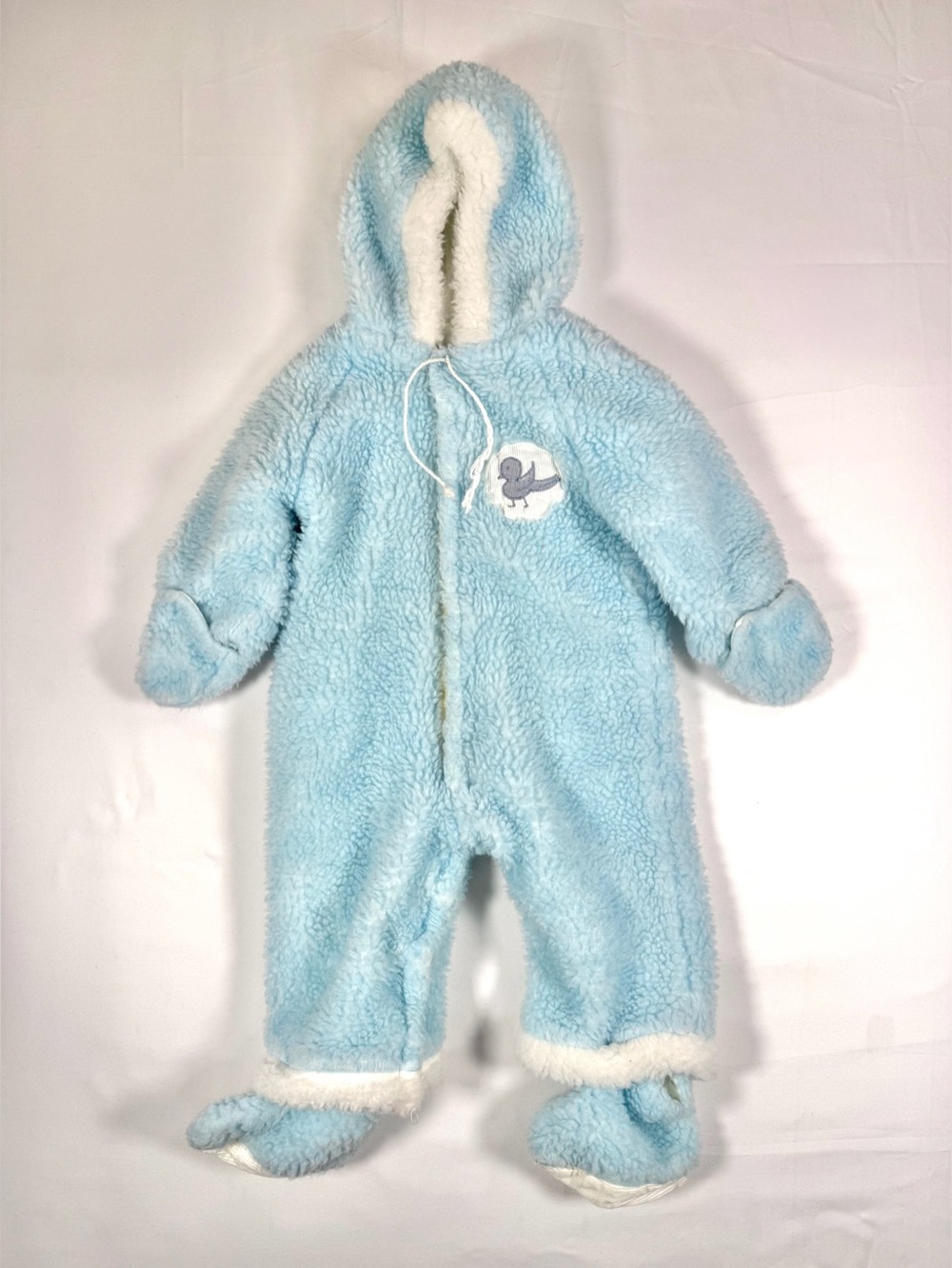 VINTAGE BETTI TERRELL Baby 9-12M Teddy Bear Pram Sherpa Bunting Snowsuit 1980s